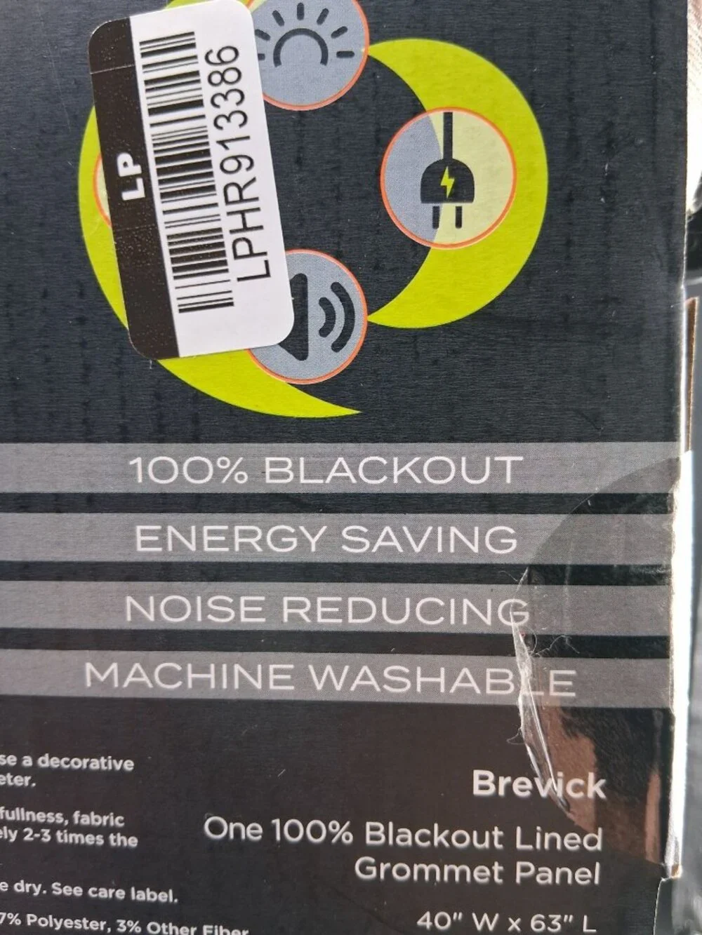 Sun Zero 100% Total Blackout Lined Window Panel 40